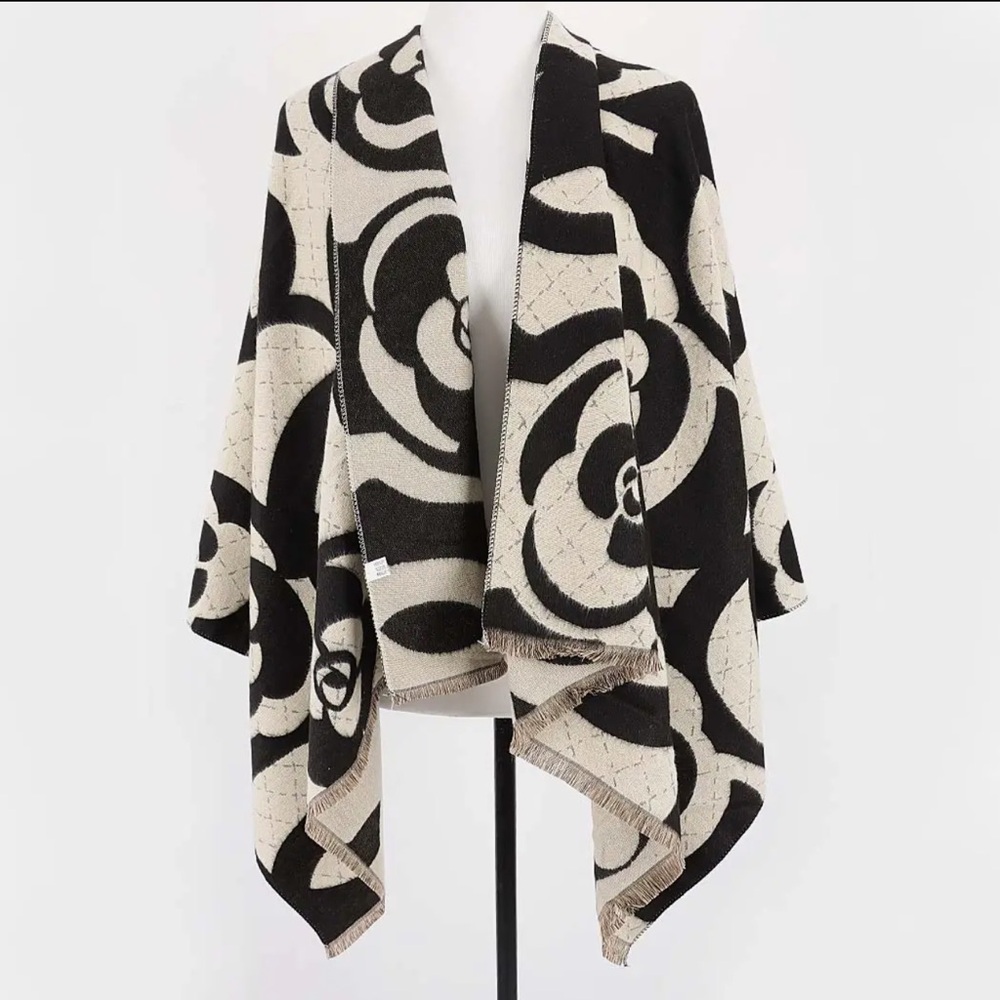 Black and Cream Patterned Designer Style Shawl Scarf